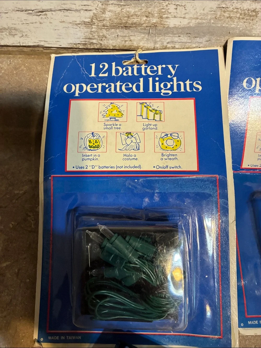 Unbranded Green Battery-Operated String Lights - Warm White Bulbs 3 Packages
